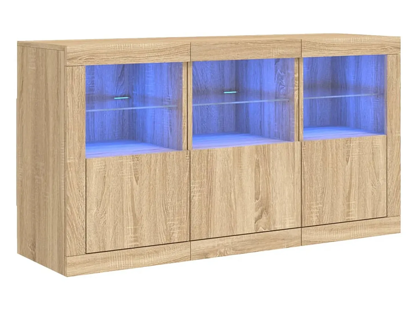 Aparador con luces LED roble Sonoma 123x37x67 cm ES315384