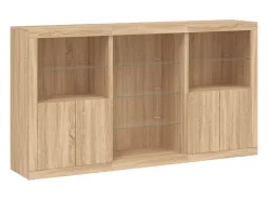 Aparador con luces LED roble Sonoma 181,5x37x100 cm