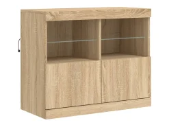 Aparador con luces LED roble Sonoma 81x37x67 cm