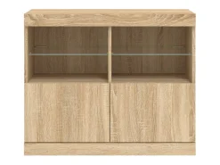 Aparador con luces LED roble Sonoma 81x37x67 cm