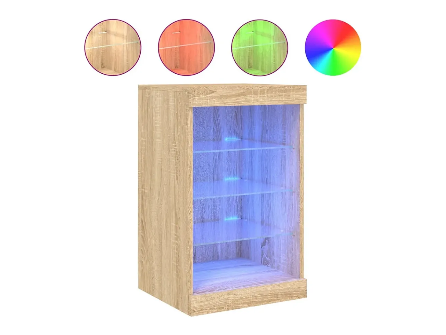 Aparador con luces LED roble Sonoma 41x37x67 cm ES912188