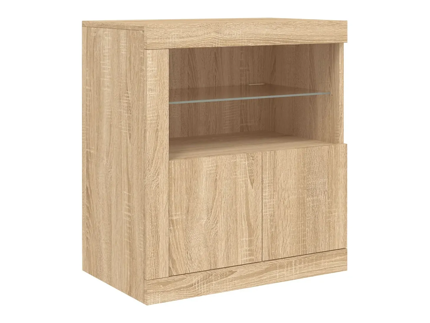 Aparador con luces LED roble Sonoma 181,5x37x67 cm