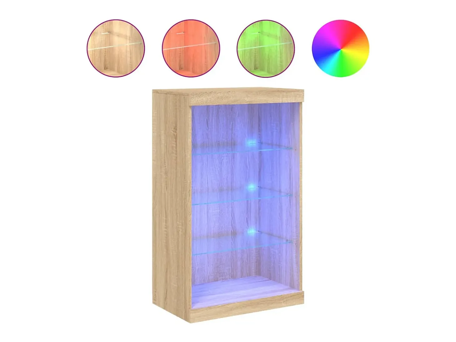 Aparador con luces LED roble Sonoma 60,5x37x100 cm ES727702