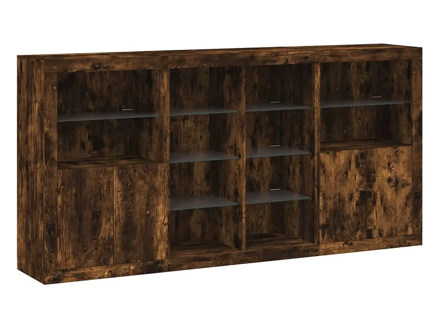 Aparador con luces LED roble ahumado 202x37x100 cm