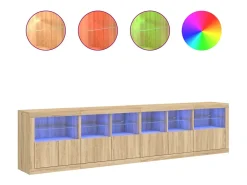 Aparador con luces LED roble Sonoma 283x37x67 cm ES411891