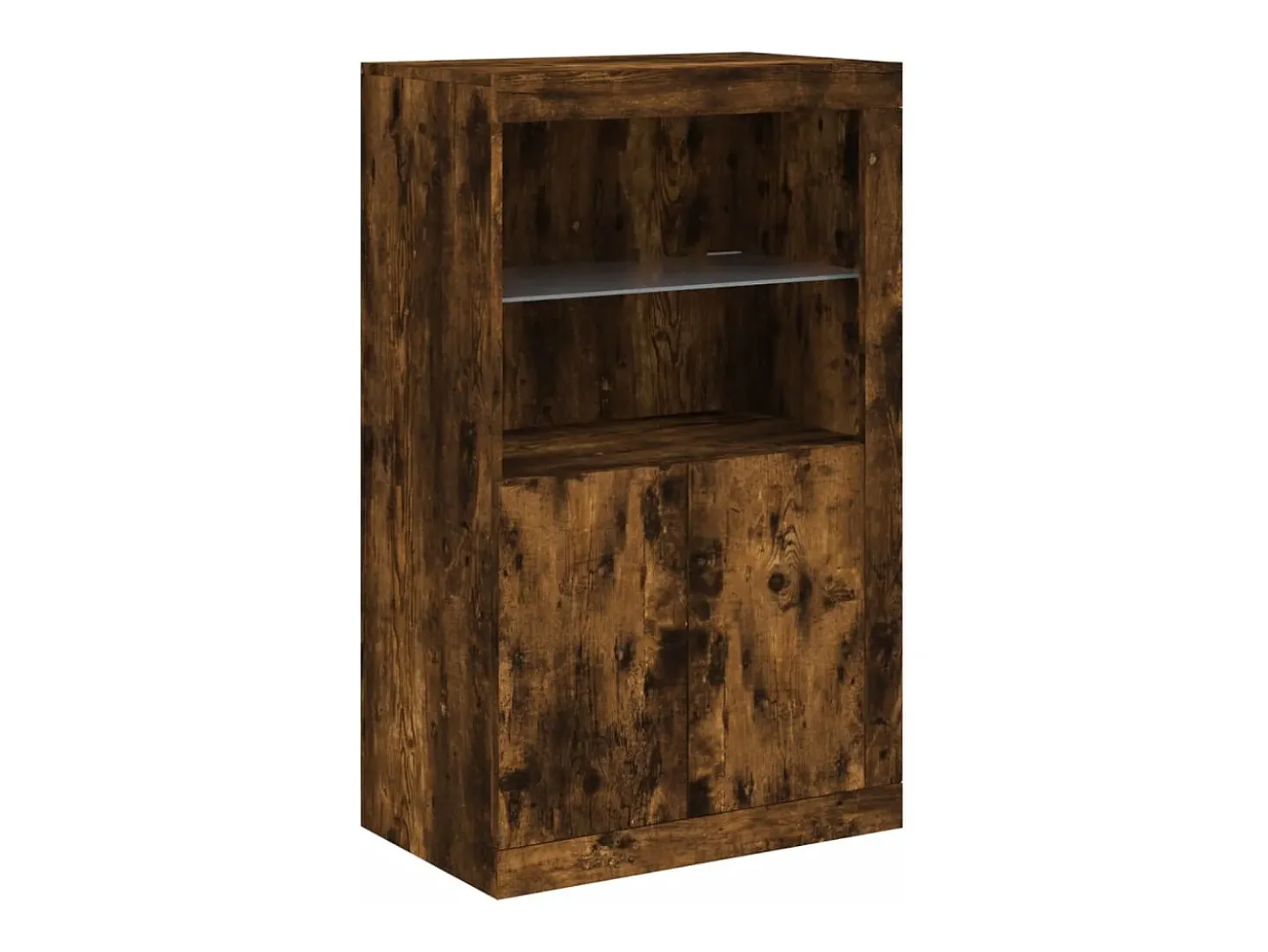 Aparador con luces LED roble ahumado 181,5x37x100 cm