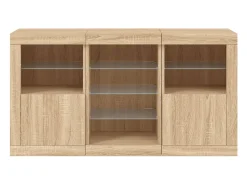 Aparador con luces LED roble Sonoma 123x37x67 cm