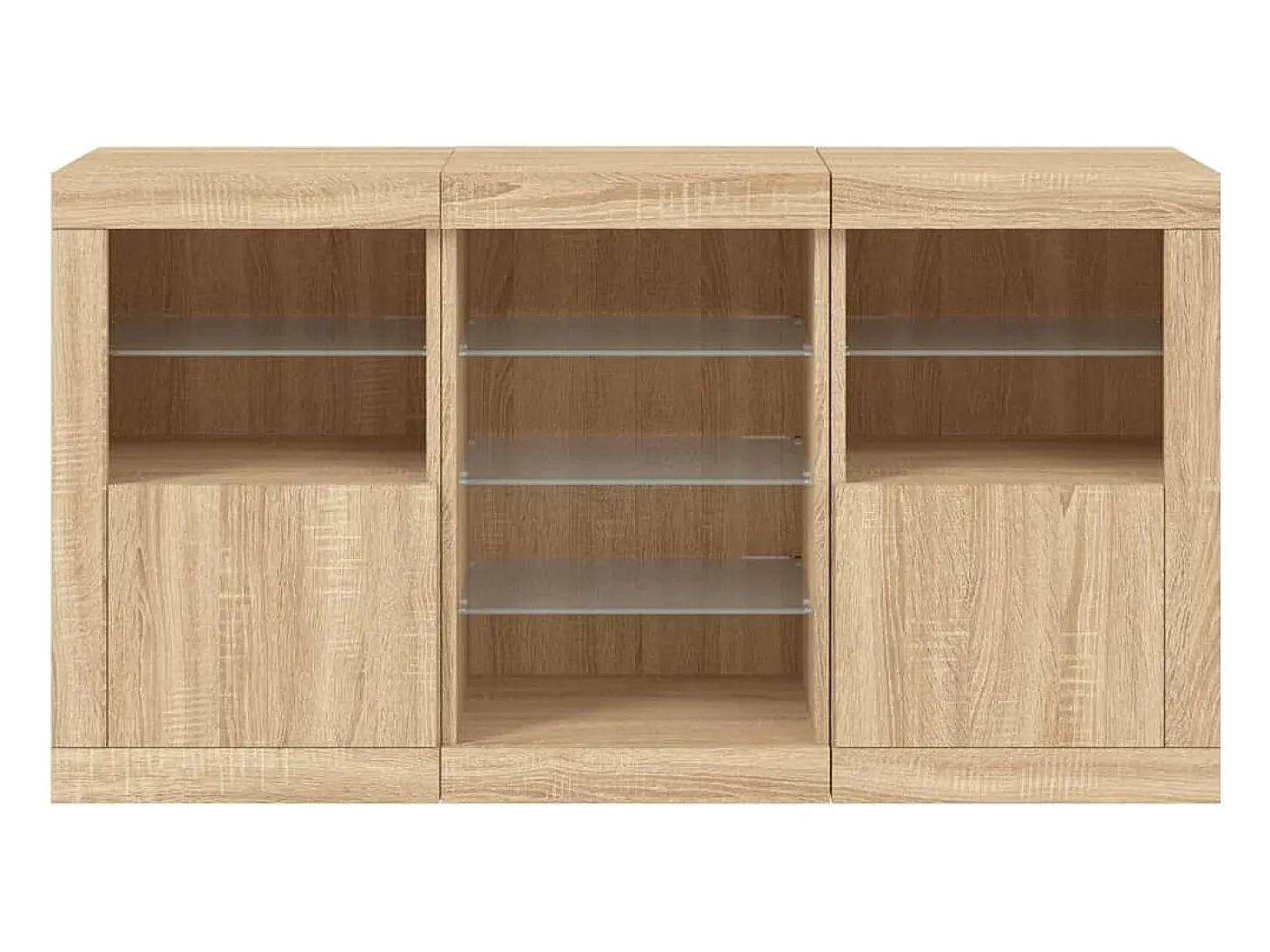 Aparador con luces LED roble Sonoma 123x37x67 cm