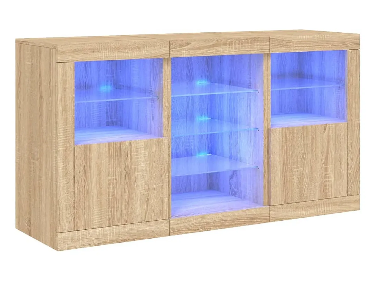 Aparador con luces LED roble Sonoma 123x37x67 cm