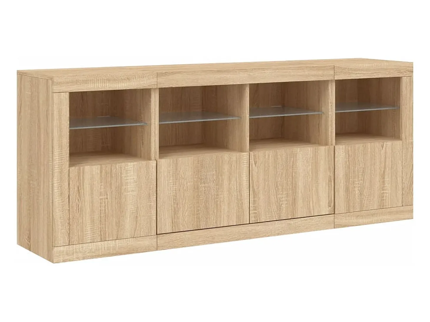 Aparador con luces LED roble Sonoma 163x37x67 cm