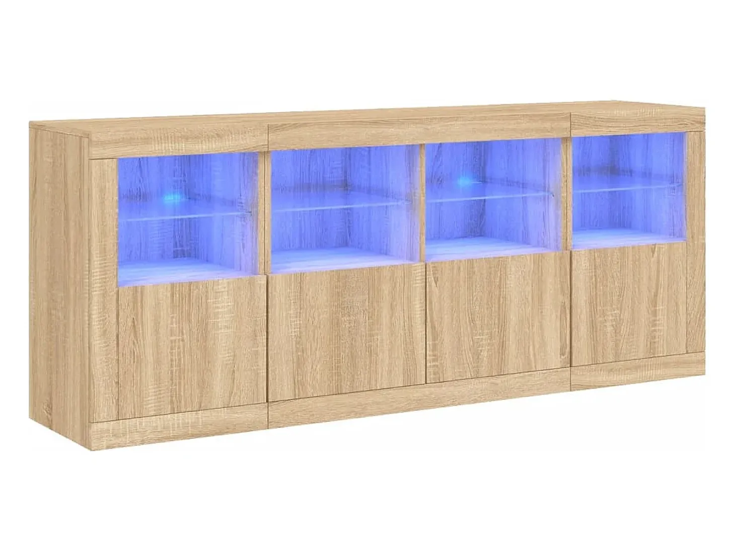 Aparador con luces LED roble Sonoma 163x37x67 cm