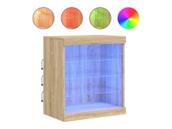 Aparador con luces LED roble Sonoma 60,5x37x67 cm ES823260