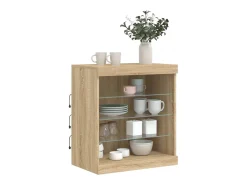 Aparador con luces LED roble Sonoma 60,5x37x67 cm ES823260