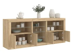 Aparador con luces LED roble Sonoma 181,5x37x67 cm