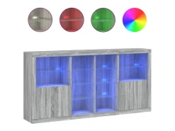 Aparador con luces LED Sonoma gris 202x37x100 cm