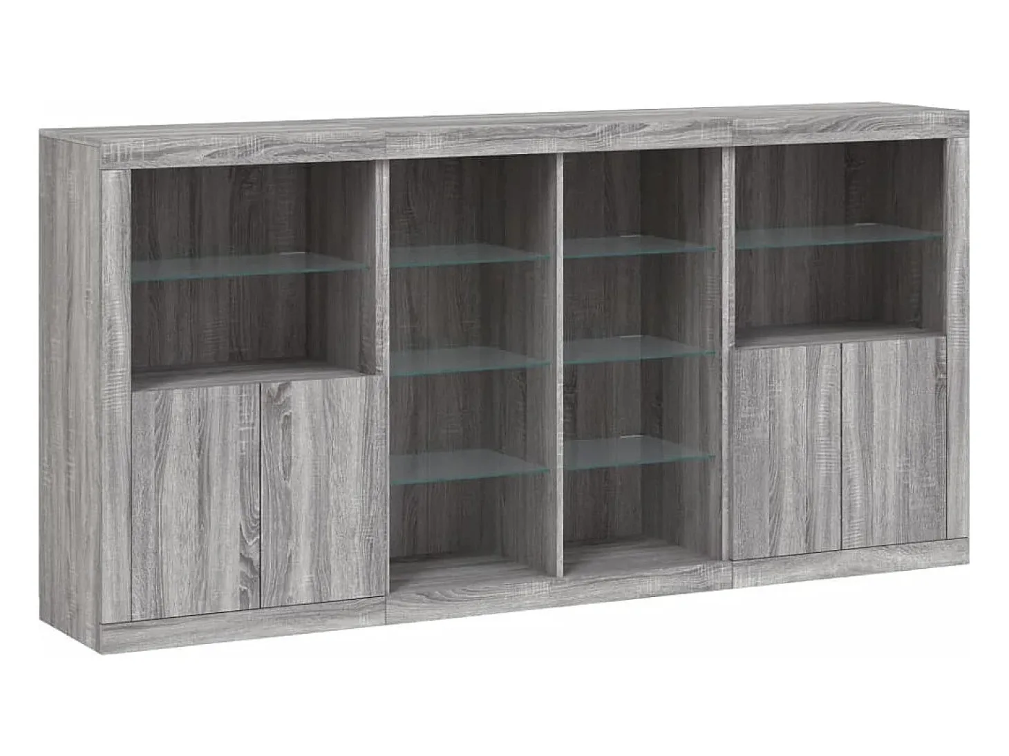 Aparador con luces LED Sonoma gris 202x37x100 cm