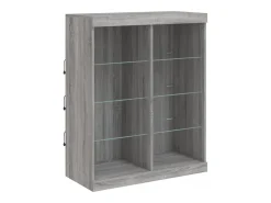 Aparador con luces LED Sonoma gris 202x37x100 cm