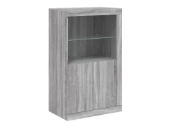 Aparador con luces LED Sonoma gris 202x37x100 cm