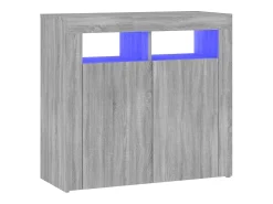 Aparador con luces LED Sonoma gris 80x35x75 cm