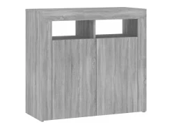 Aparador con luces LED Sonoma gris 80x35x75 cm