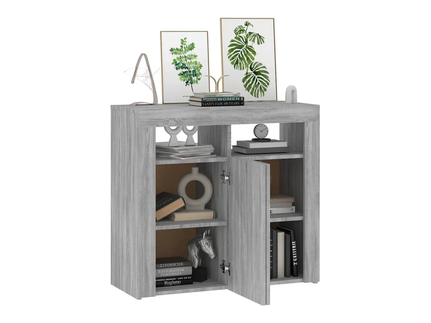 Aparador con luces LED Sonoma gris 80x35x75 cm