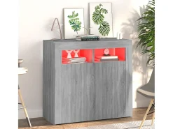Aparador con luces LED Sonoma gris 80x35x75 cm