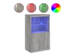 Aparador con luces LED Sonoma gris 60,5x37x100 cm