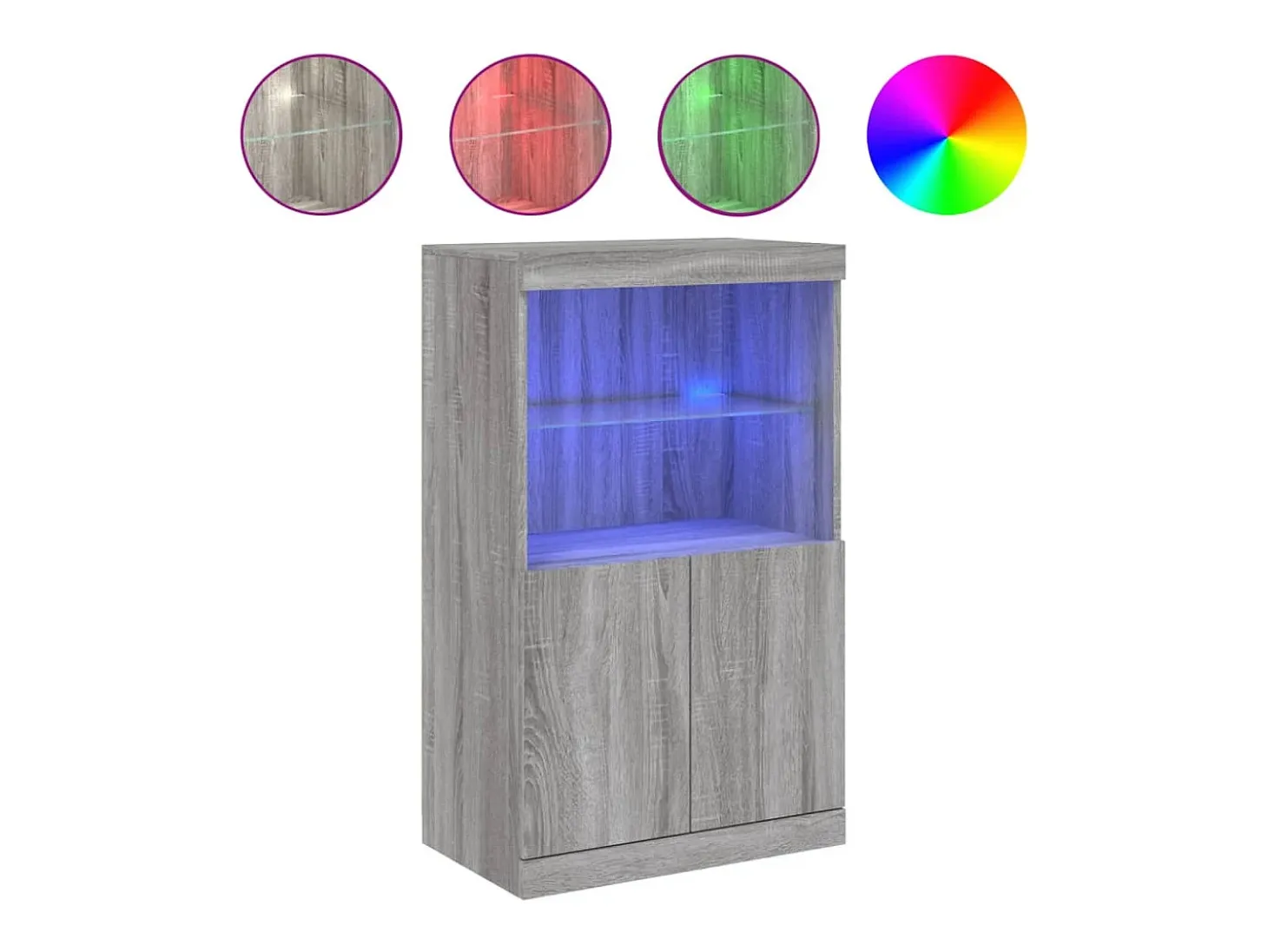 Aparador con luces LED Sonoma gris 60,5x37x100 cm