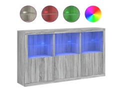 Aparador con luces LED Sonoma gris 181,5x37x100 cm