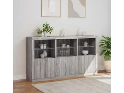 Aparador con luces LED Sonoma gris 181,5x37x100 cm