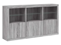 Aparador con luces LED Sonoma gris 181,5x37x100 cm