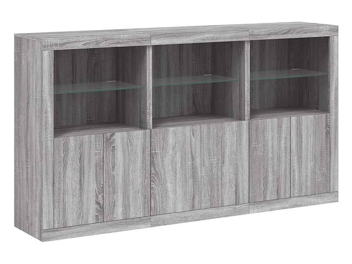 Aparador con luces LED Sonoma gris 181,5x37x100 cm