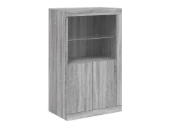 Aparador con luces LED Sonoma gris 181,5x37x100 cm