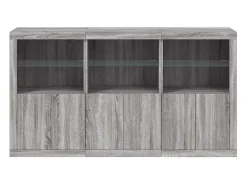 Aparador con luces LED Sonoma gris 181,5x37x100 cm