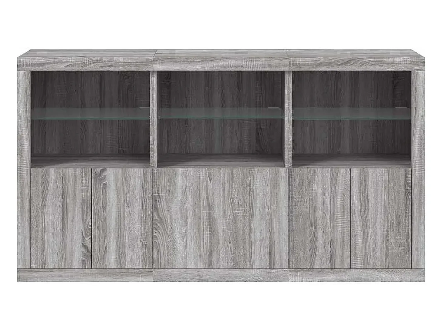 Aparador con luces LED Sonoma gris 181,5x37x100 cm