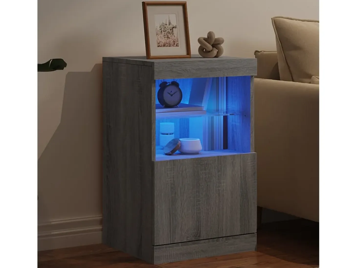 Aparador con luces LED Sonoma gris 41x37x67 cm
