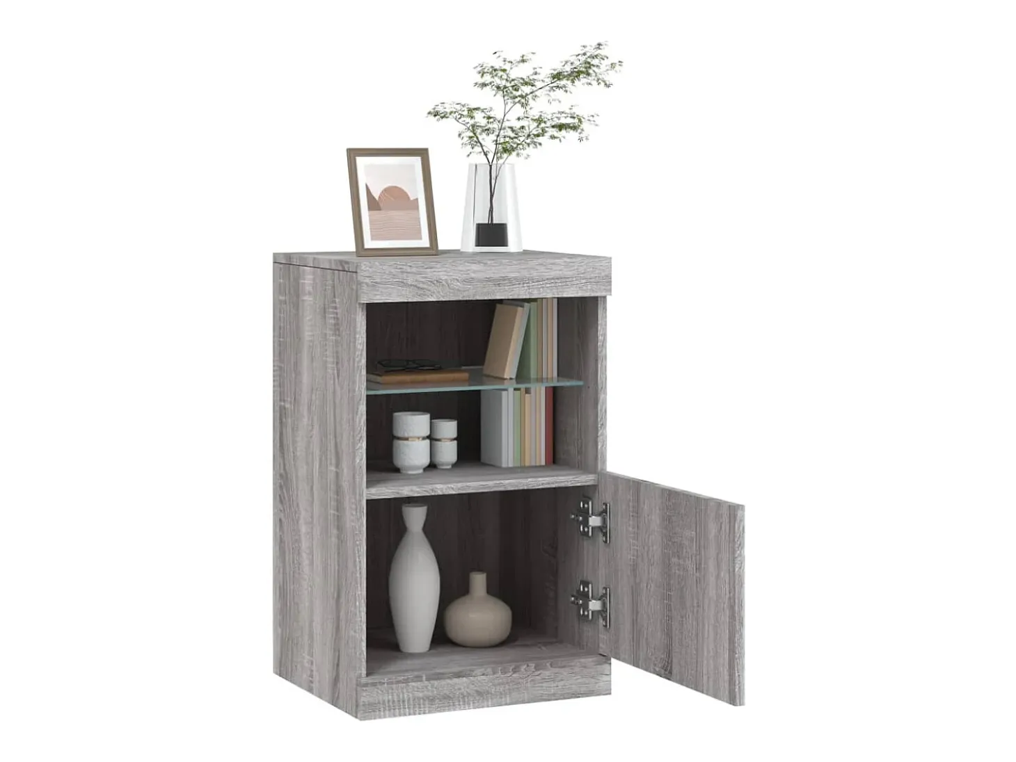 Aparador con luces LED Sonoma gris 41x37x67 cm