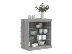 Aparador con luces LED Sonoma gris 60,5x37x67 cm