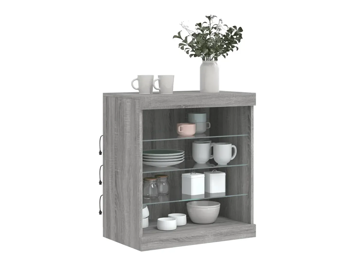 Aparador con luces LED Sonoma gris 60,5x37x67 cm