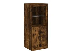 Aparador con luz LED 3 piezas madera de ingeniería roble ahumado