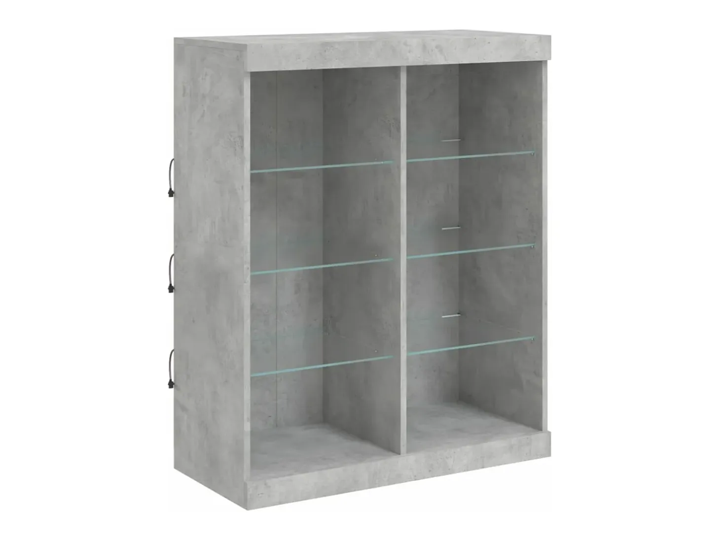 Aparador con luz LED 3 piezas madera de ingeniería gris hormigón