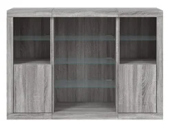 Aparador con luz LED 3 pzas madera de ingeniería gris Sonoma