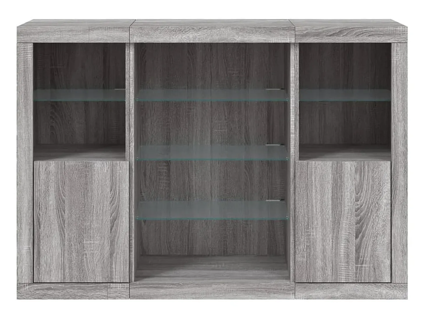 Aparador con luz LED 3 pzas madera de ingeniería gris Sonoma