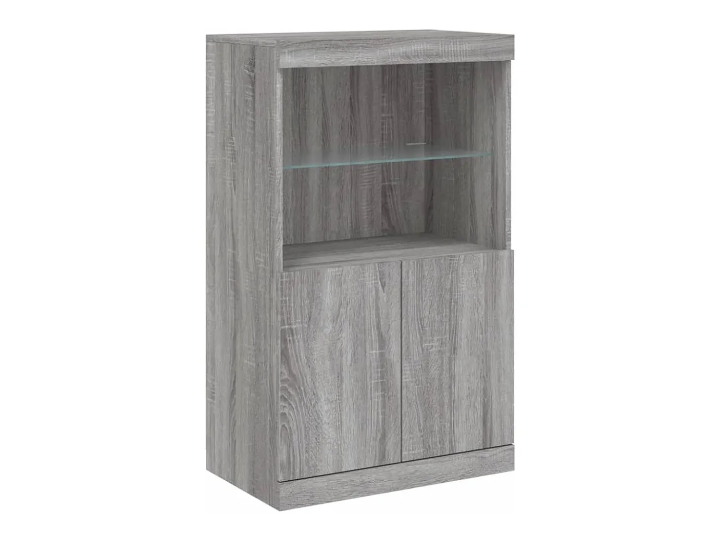 Aparador con luz LED 3 pzas madera de ingeniería gris Sonoma