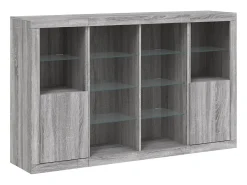 Aparador con luz LED 3 pzas madera de ingeniería gris Sonoma
