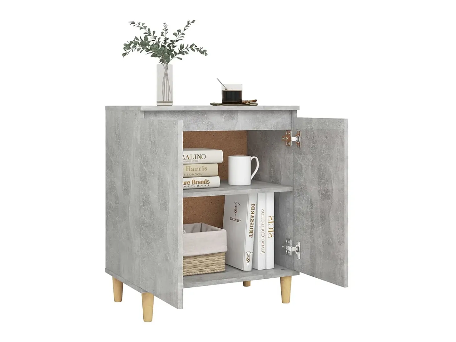 Aparador con patas de madera Madera de ingeniería gris hormigón