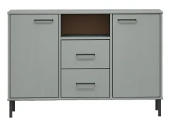 Aparador con patas metal OSLO madera maciza gris 113x40x77 cm ES39903