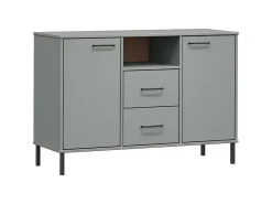 Aparador con patas metal OSLO madera maciza gris 113x40x77 cm ES39903