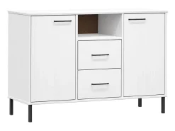 Aparador con patas metal OSLO madera maciza blanco 113x40x77 cm ES67559