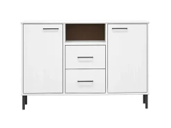 Aparador con patas metal OSLO madera maciza blanco 113x40x77 cm ES67559